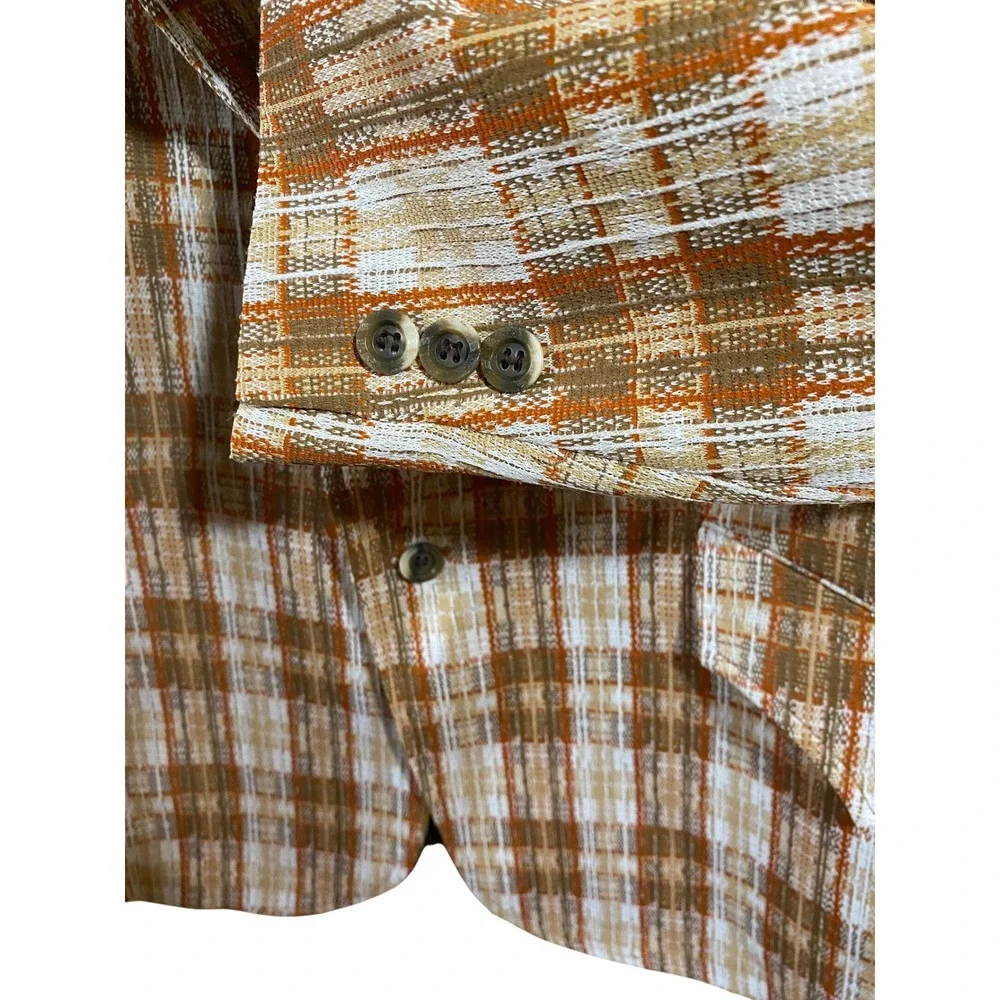 Vintage 70s Miller Western Wear Plaid Blazer Sport Coat Knit 46R / XL